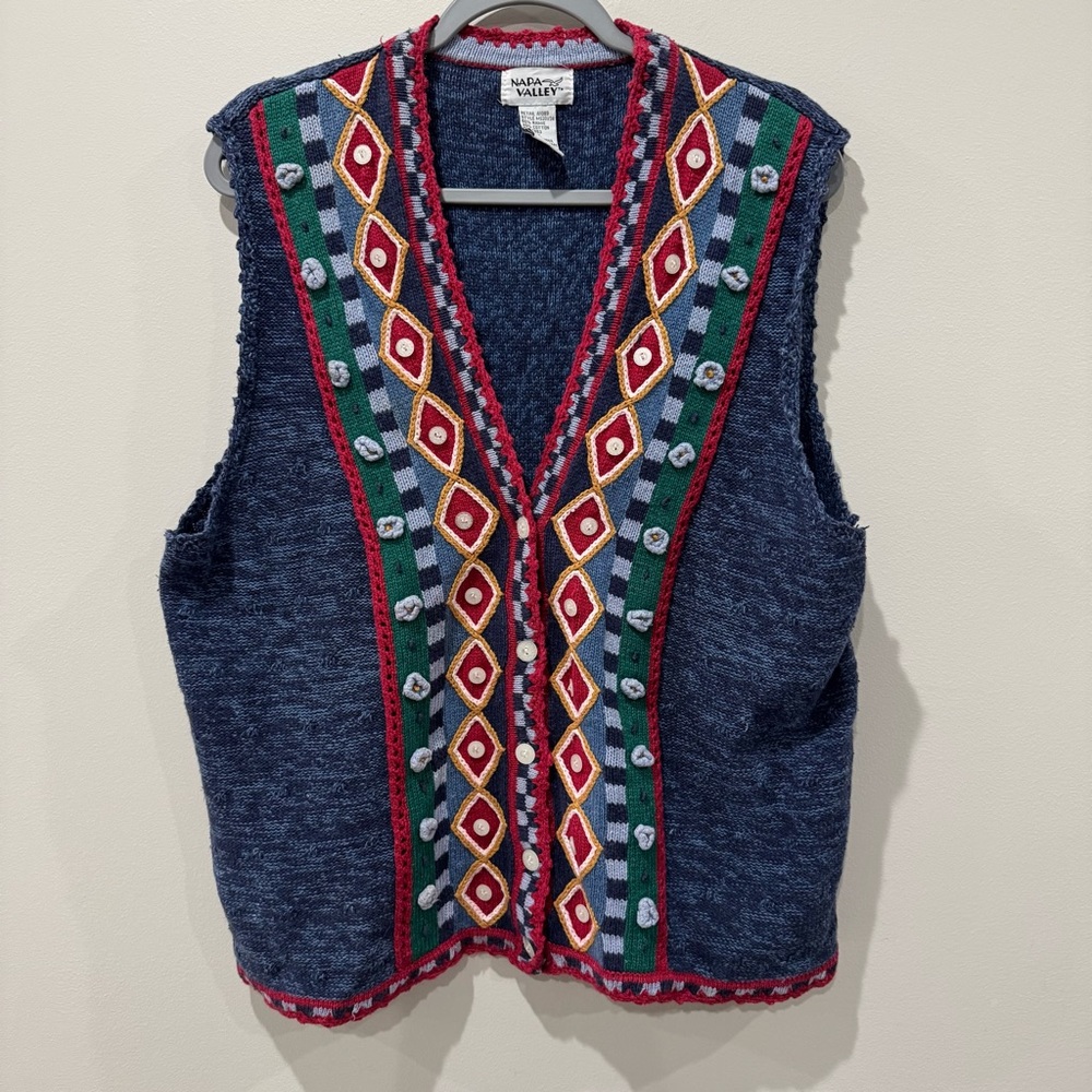 Vintage Napa Valley Sweater Vest Size XL grandmacore Cottagecore Midsommar‎